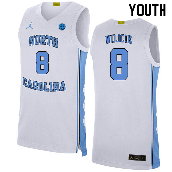 Youth #8 Paxson Wojcik North Carolina Tar Heels College Basketball Jerseys Stitched Sale-White